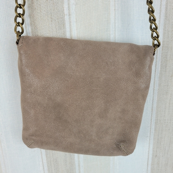 Vintage Ann Taylor Genuine Leather Crossbody‎ Real Chain Strap Taupe - Picture 4 of 9
